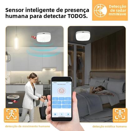 Imagem de Sensor de Movimento Smart Home Zigbee/Wi-Fi Tuya - Detecção de Luminância e Presença