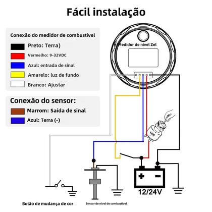Imagem de Sensor de Nível de Combustível 0-190 Ohm - 52mm, 7 Cores, à Prova d'Água IP67