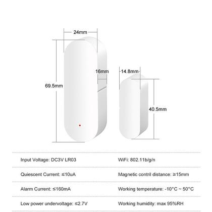 Imagem de Sensor de porta e janela inteligente wifi tuya / smartlife