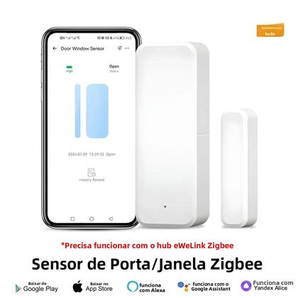 Imagem de Sensor De Porta E Janela ZigBee Para Casa Inteligente, Compatível Com O APP eWeLink, Alexa, Google,