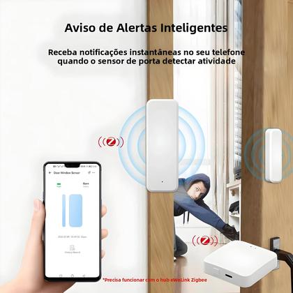Imagem de Sensor De Porta E Janela ZigBee Para Casa Inteligente, Compatível Com O APP eWeLink, Alexa, Google,