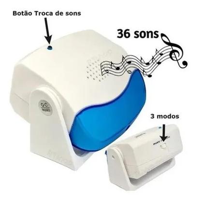Imagem de Sensor De Presença Campainha Anunciador Sem Fio 36 Toques Ss - B-Max