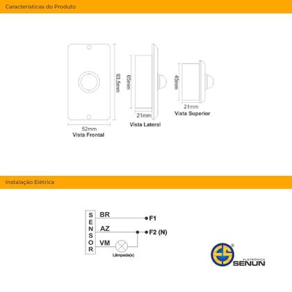 Imagem de Sensor de presença de embutir condulete 360 6m senun 3mp08c+