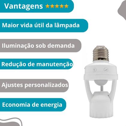 Imagem de Sensor de Presença E27 com Fotocélula para Iluminação Automática e Eficiente