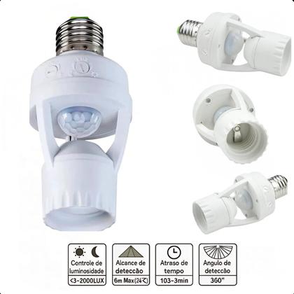 Imagem de Sensor De Presença E27 Com Fotocélula Para Lâmpadas Led
