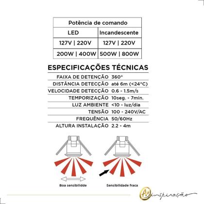 Imagem de Sensor De Presença Embutido Com Fotocélula Iluminação Infra