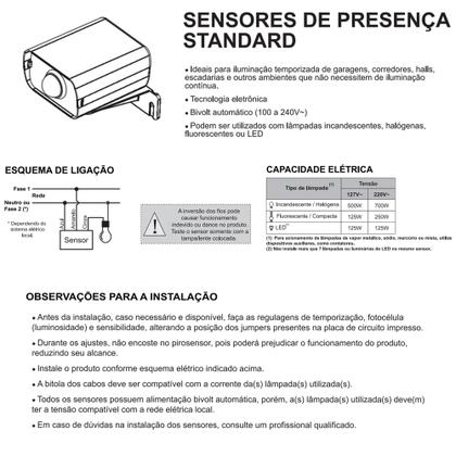 Imagem de Sensor De Presença Movimento Para Luz Lâmpada Área Externa Bivolt com Foto Célula Ajustes MPX-40F Branco Margirius