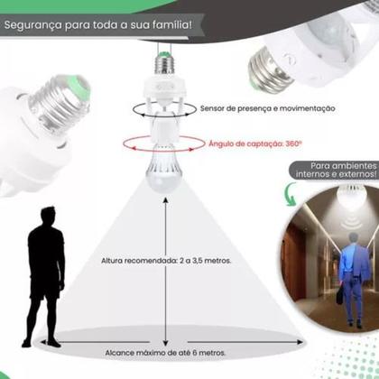 Imagem de Sensor de Presença para Lâmpada E27: Automatização Inteligente por Movimento de 360 Graus