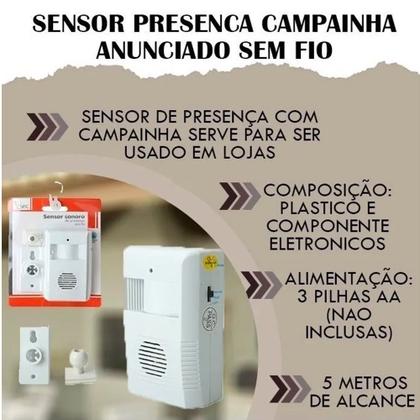 Imagem de Sensor de Presença Sonoro Detector de Presença Anunciador para Lojas e Escritórios