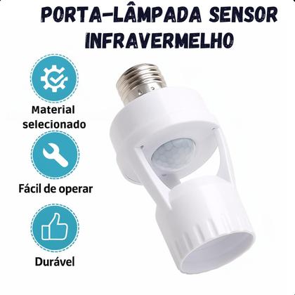 Imagem de Sensor de Presença Soquete E27 com Fotocélula e Infravermelho para Casas Inteligentes