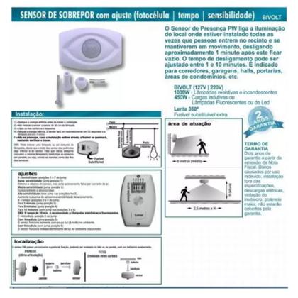 Imagem de Sensor de Presença Total PW Eletrônica - PW TECNOLOGIA ELETRO
