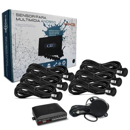 Imagem de Sensor de Ré 6 Pontos Preto Fosco KX3 para Multimídia Android Universal