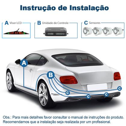 Imagem de Sensor de Ré Estacionamento Prata Cromado Aviso Sonoro Suzuki Swift 1998 1999 2000 2001