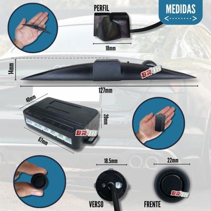 Imagem de Sensor De Ré Estacionamento Preto Fosco Renault Kwid Visor Slim Led