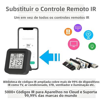 Imagem de Sensor De Temperatura E Umidade Inteligente Com Controle Remoto WiFi IR Compatível Com Alexa, Google