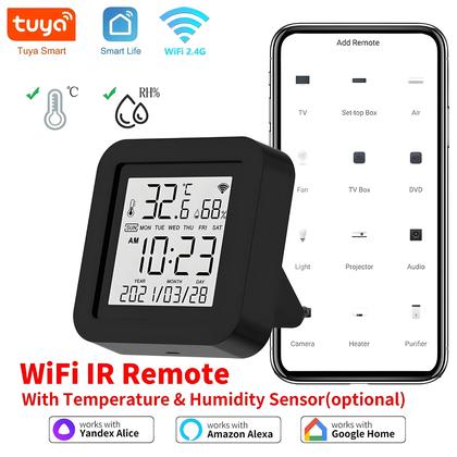 Imagem de Sensor De Temperatura E Umidade Inteligente Com Controle Remoto WiFi IR Compatível Com Alexa, Google