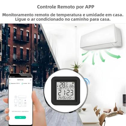 Imagem de Sensor De Temperatura E Umidade Inteligente Com Controle Remoto WiFi IR Compatível Com Alexa, Google
