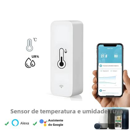Imagem de Sensor De Temperatura E Umidade Inteligente WiFi, Alimentado Por Bateria, Funciona Com Alexa, Google