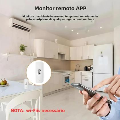 Imagem de Sensor De Temperatura E Umidade Inteligente WiFi, Alimentado Por Bateria, Funciona Com Alexa, Google