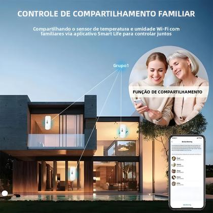 Imagem de Sensor De Temperatura E Umidade Inteligente WiFi Zigbee Compatível Com Alexa E Google Assistant