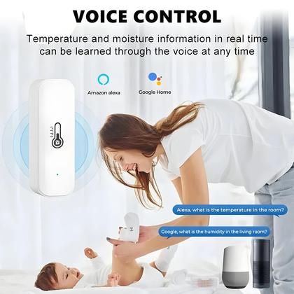 Imagem de Sensor De Temperatura E Umidade Inteligente WiFi Zigbee Compatível Com Alexa E Google Assistant