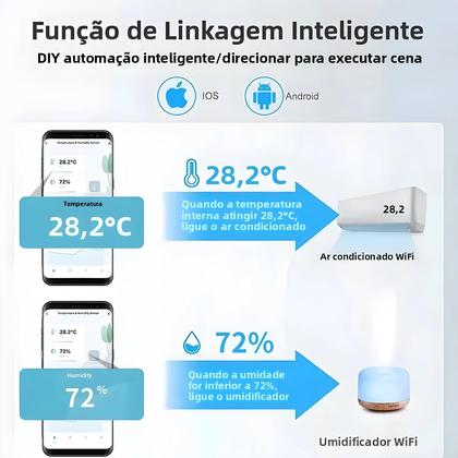 Imagem de Sensor De Temperatura E Umidade Inteligente WiFi Zigbee Compatível Com Alexa E Google Assistant