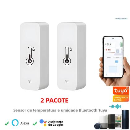 Imagem de Sensor De Temperatura E Umidade Sem Fio Inteligente Mini Termômetro Higrômetro Bluetooth 2 Peças