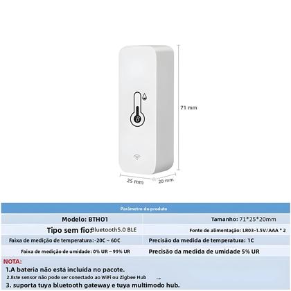 Imagem de Sensor De Temperatura E Umidade Sem Fio Inteligente Mini Termômetro Higrômetro Bluetooth 2 Peças