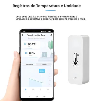 Imagem de Sensor De Temperatura E Umidade Sem Fio Inteligente Mini Termômetro Higrômetro Bluetooth 2 Peças