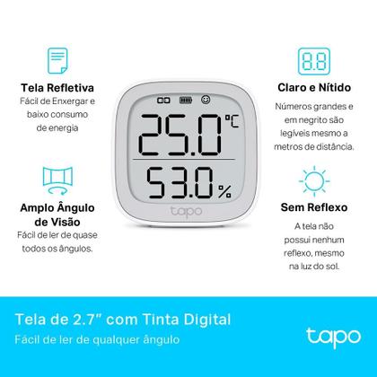 Imagem de Sensor De Temperatura e Umidade Smart TP-Link, Display Integrado, Branco - Tapo T315(EU)