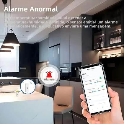 Imagem de Sensor De Temperatura E Umidade Tuya Zigbee Com Bateria, Controle Remoto Por APP, Controle Por Voz