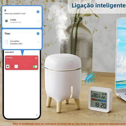 Imagem de Sensor De Temperatura E Umidade WiFi Inteligente Com Tela LCD Higrômetro Termômetro Alexa Google