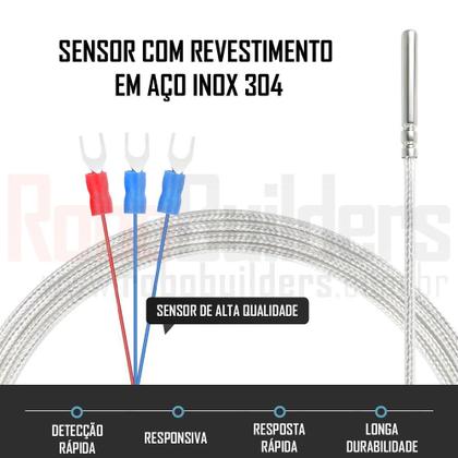 Imagem de Sensor de Temperatura PT100 4x30 Agulha 5 Metros - NFe
