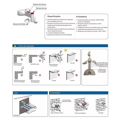 Imagem de Sensor De Vento E Sol Bivolt Com Fio