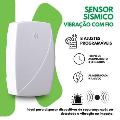 Imagem de Sensor De Vibração E Impacto Com fio 8 Níveis Sensibilidade