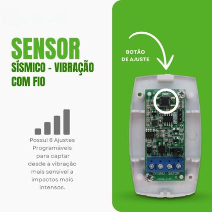 Imagem de Sensor De Vibração E Impacto Com fio 8 Níveis Sensibilidade