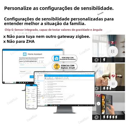 Imagem de Sensor De Vibração Inteligente ZigBee Detector De Inclinação Controle Por Aplicativo Alarme De