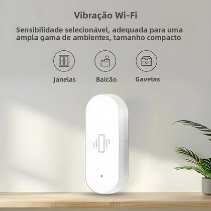 Imagem de Sensor De Vibração WiFi Tuya Detecção Sensível Alertas Inteligentes Compatível Com Alexa Google Home