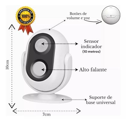 Imagem de Sensor Detector De Presença Campainha Com Anunciador Sonoro