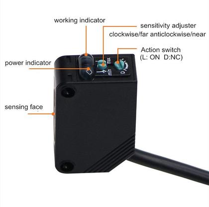 Imagem de SENSOR FOT. BARREIRA RETANGULAR ED30-15B4 NA+NF PNP 10-30Vdc CABO 2m 3 fios - Sn 15m - AOTORO