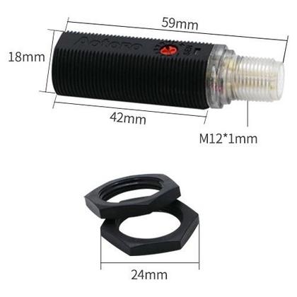 Imagem de SENSOR FOT. DIFUSO M18 ER18A-D50B4 NA+NF PNP 10-30Vdc CABO 2m 4 fios - Sn 100 a 500mm - AOTORO