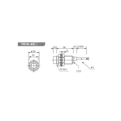Imagem de SENSOR INDUT. M18 TR18-8DN3 NA+NF NPN 10-30Vdc CABO 2m 4 fios - Sn 8mm - AOTORO