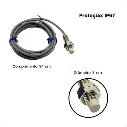 Imagem de SENSOR INDUT. M8 TR08-2DN NA NPN 10-30Vdc CABO 2m 3 fios - Sn 2mm - AOTORO