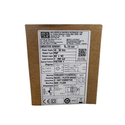 Imagem de Sensor indutivo m30 pnp na+nf range 25mm pmsw-i25gl30sdp2-f1