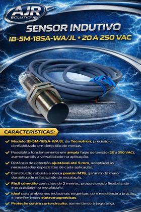 Imagem de Sensor Indutivo Tecnotron Ib-5m-18sa-wa/jl - 20 Á 250 Vac