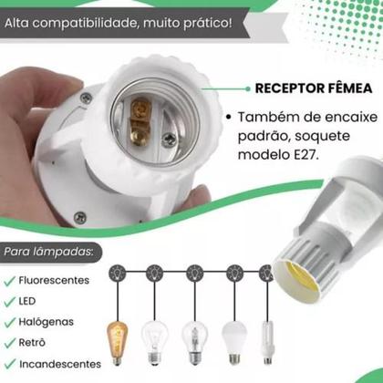 Imagem de Sensor Infravermelho 360 para Soquete de Lâmpada E27 Bivolt: Detecção de Movimento Versátil