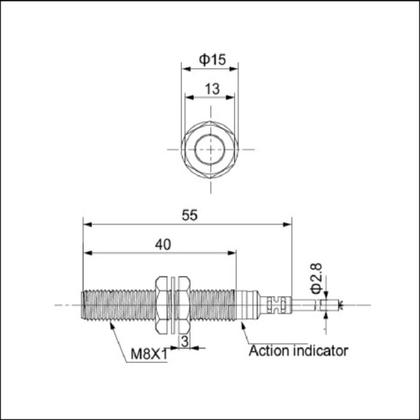 Imagem de Sensor M08 1.5MM 24V Faceado PNP NA c/ Cabo - UP Electronic