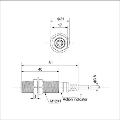Imagem de Sensor M12 4MM 24V Faceado PNP NA c/ Cabo - UP Electronic