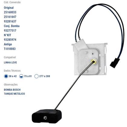 Imagem de Sensor Nivel Combustivel Corsa 1994 Em Diante Gasolina 93285974 Compativel Com Bombas B