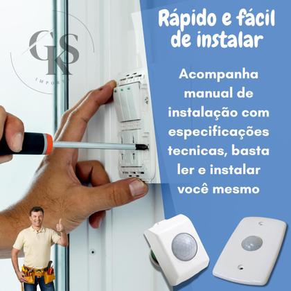 Imagem de Sensor Presença Bivolt de Embutir Parede Cobertura 360º Com Fotocélula Sensor de movimento - GKS